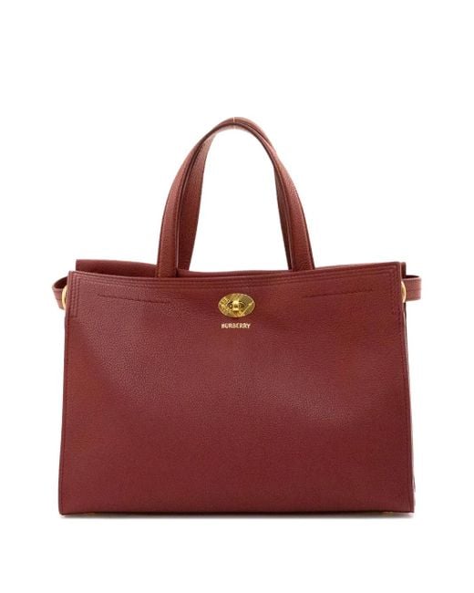 Burberry Red Logo-Detail Tote Bag