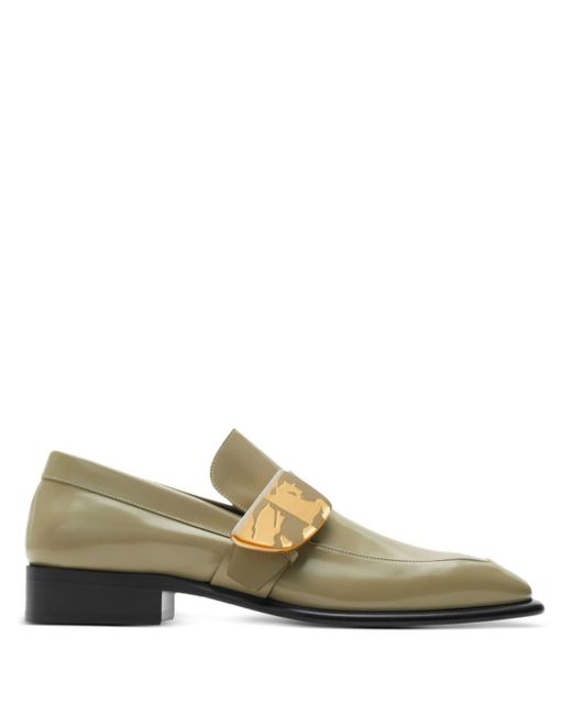 Burberry Green Shield Leather Loafers for men