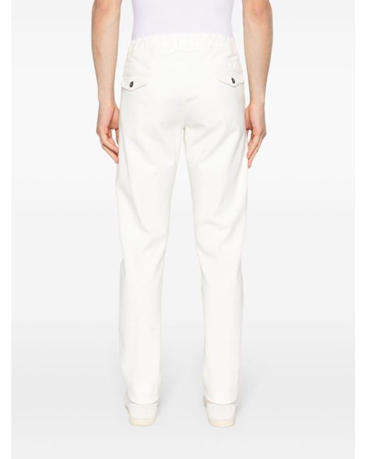 Eleventy White Drawstring-waist Tapered Trousers for men