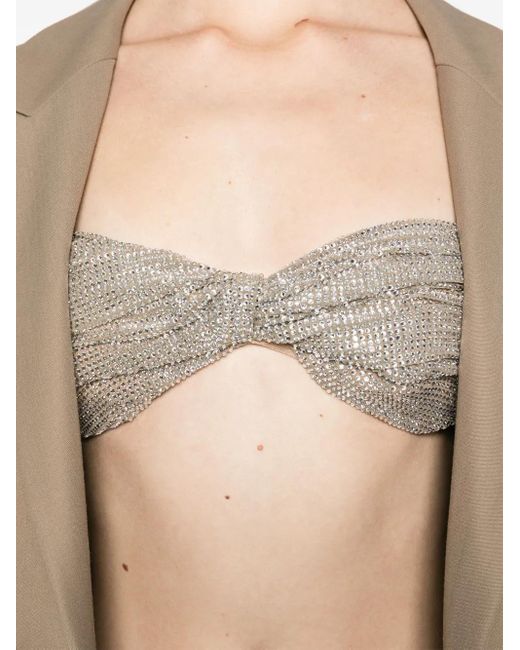 GIUSEPPE DI MORABITO Gray Crystal-Embellished Bralette Top