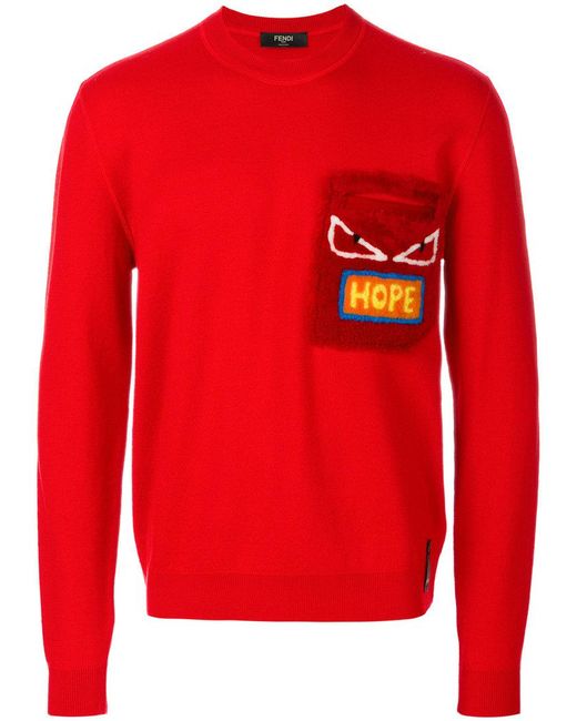 Fendi Appliqué Sweater in Red for Men | Lyst