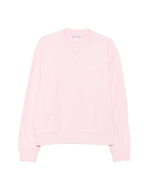 Givenchy Pink Crewneck Sweatshirt With Mini Embroidered Signature for men