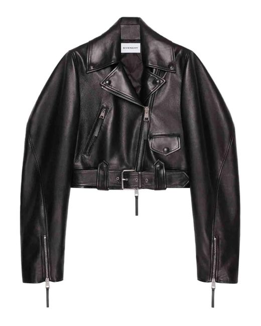 Veste Crop En Cuir Givenchy en coloris Black