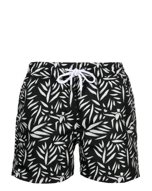 Frescobol Carioca Black Abstract-Print Swim Shorts for men