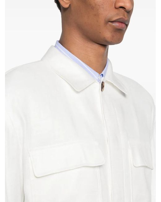 Lardini White Twill Shirt Jacket for men