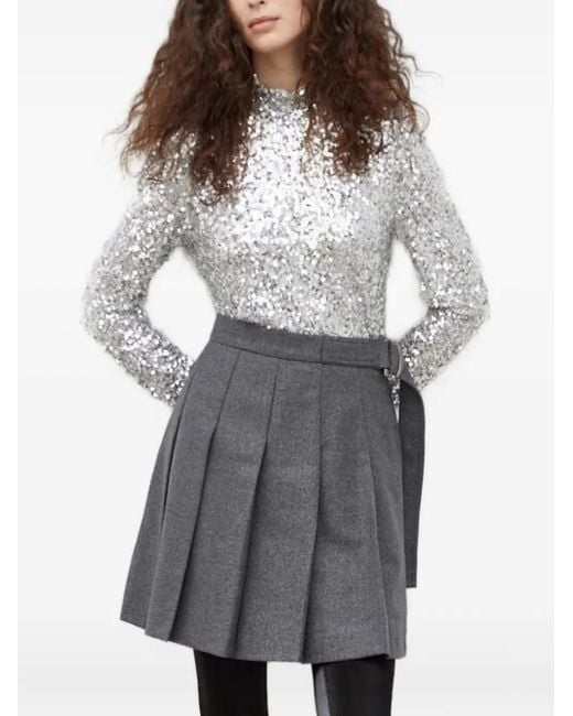 Bruuns Bazaar Gray Sequin Mock-Neck Top