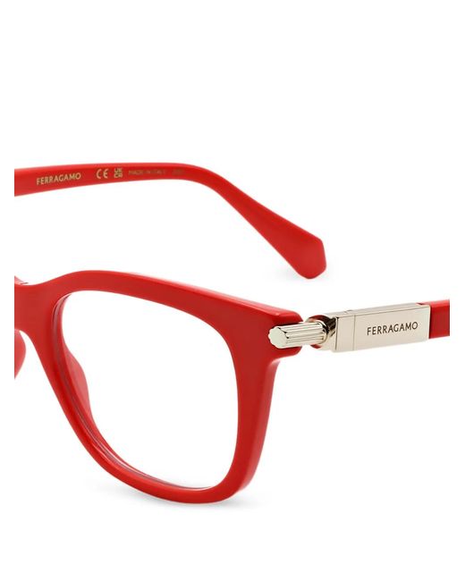 Ferragamo Eyewear Red Square-Frame Glasses