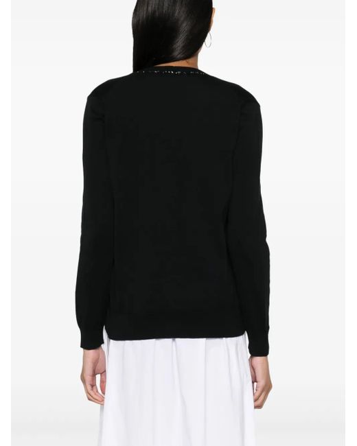 Fabiana Filippi Black Sequin-Trim Cotton Cardigan