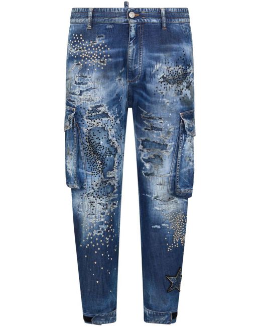 Jeans cargo con decorazione di DSquared² in Blue da Uomo