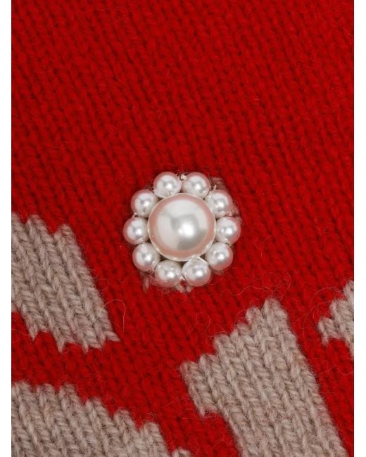 Simone Rocha Red Logo-Jacquard Scarf