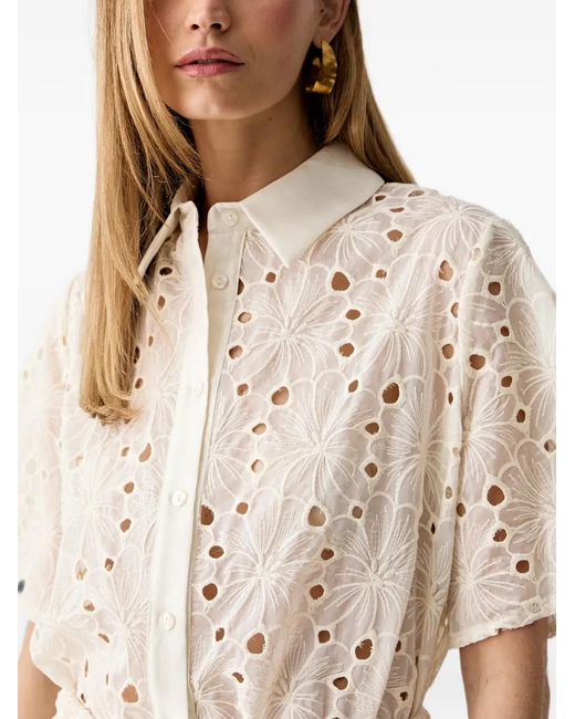 Haveone Natural Broderie-Anglaise Short-Sleeve Shirt