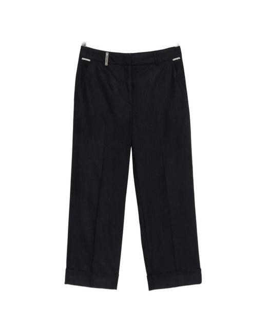 Peserico Black Pressed-Crease Turned-Up Trousers