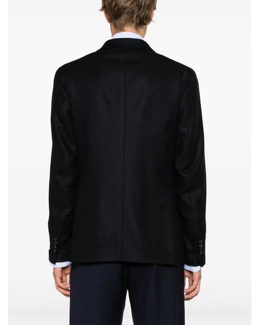 Tagliatore Black Double-Breasted Wool Blend Blazer for men