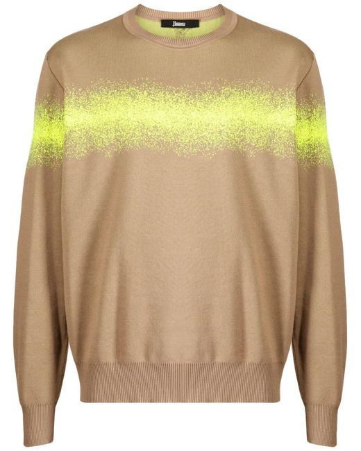 Herno Brown Spray-Paint Effect Knit Sweatshirt for men
