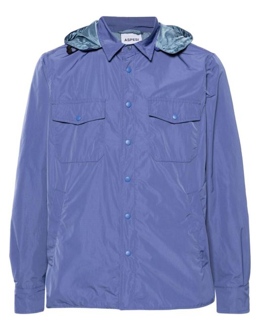 Aspesi Blue Lightweight Hooded Jacket for men