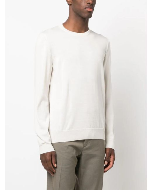 Boss White Logo-Embroidered Cotton Jumper for men