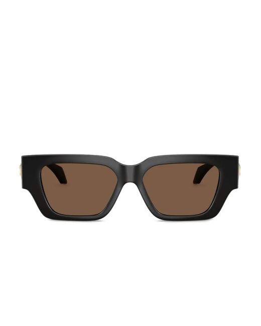 Versace Brown Medusa-Plaque Rectangle-Frame Sunglasses