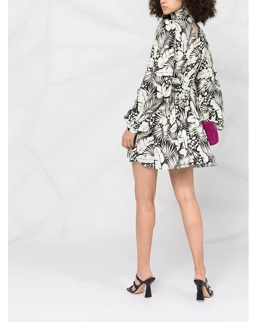 Saint Laurent White Floral-Print Minidress