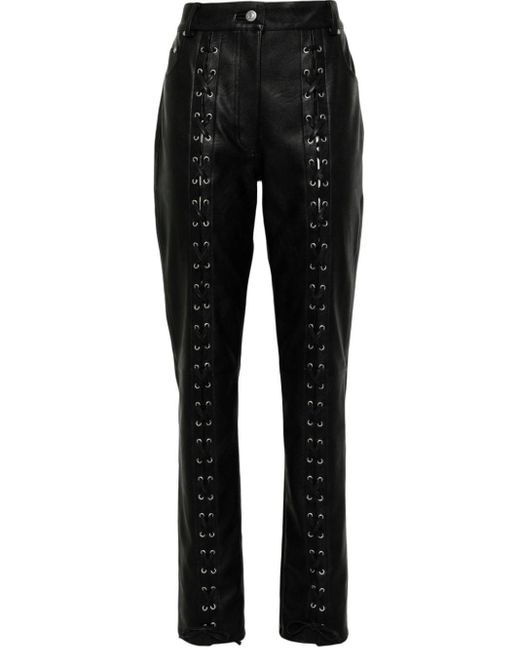 Stella McCartney Lace-up Faux-leather Trousers in Black | Lyst