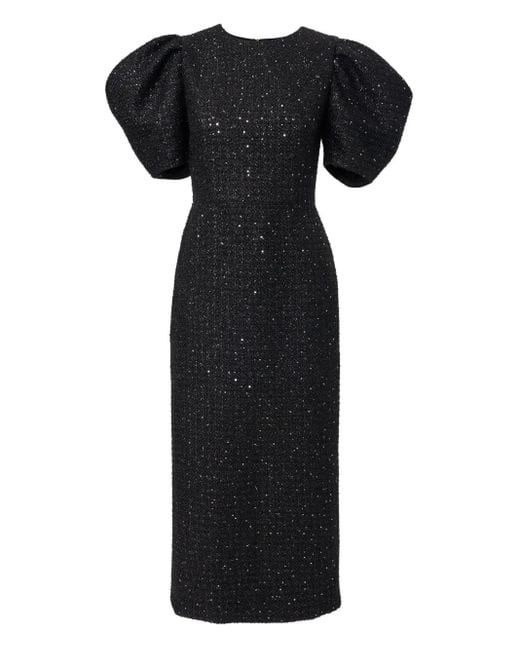 Carolina Herrera Black Midikleid Mit Puffärmeln