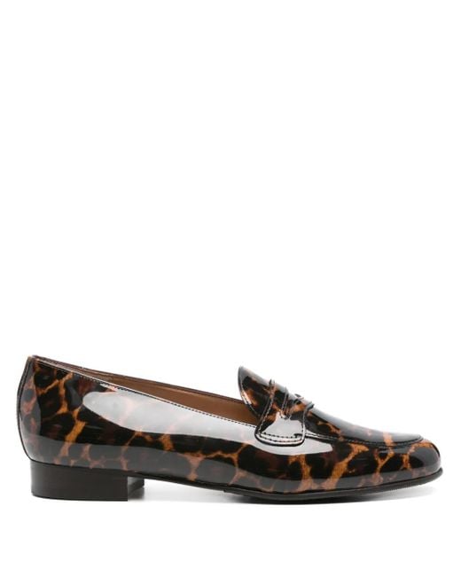 CAREL PARIS Brown 2100 Leopard-Print Penny Loafers