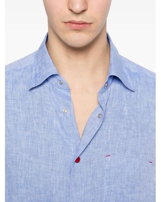 Kiton Blue Chemise À Boutonnière for men