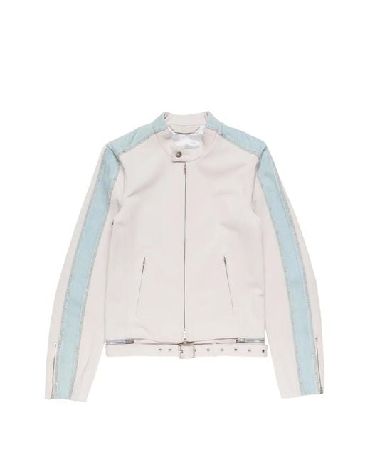 Acne White Denim-Panel Jacket for men