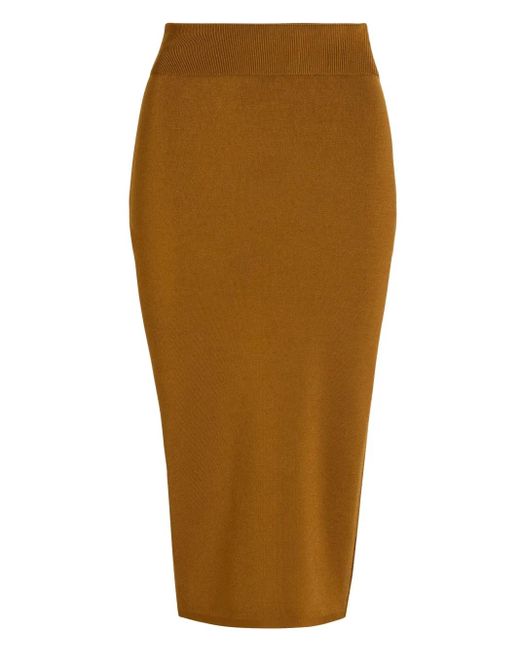 Patou Brown Zip-Decorative Midi Skirt