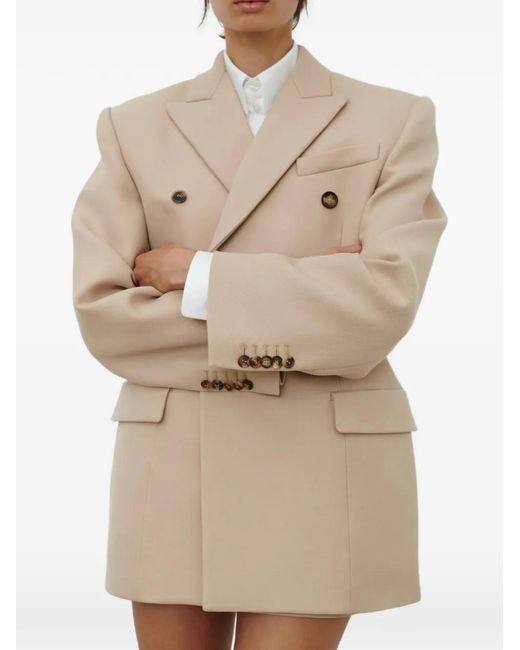 Wardrobe NYC Natural Double-Breasted Blazer