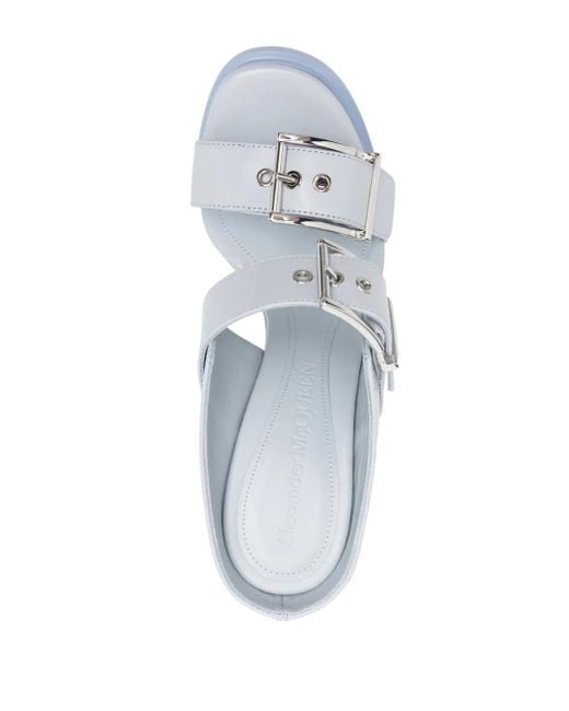 McQueen White Pastel Light- Leather Sandals