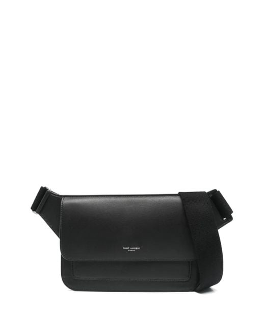 Saint Laurent Black New Line Leather Belt Bag for men