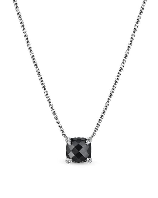 David Yurman Metallic Sterling Petite Chatelaine Onyx And Diamond Necklace