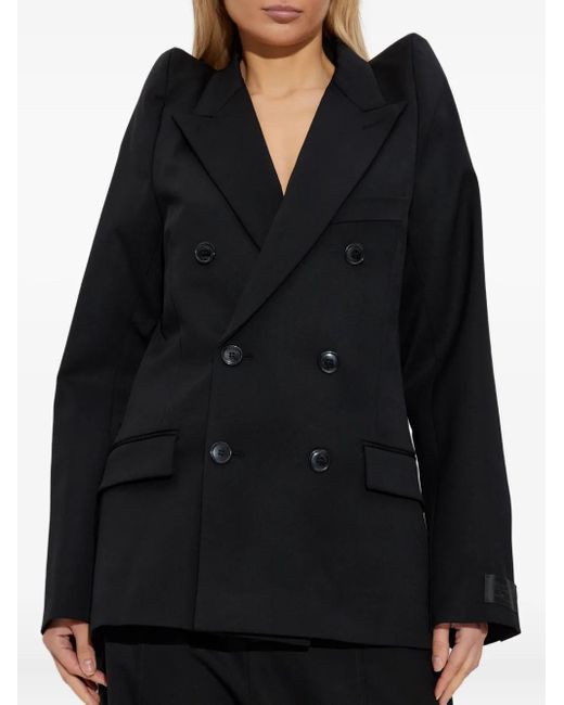 Vetements Black Padded-Shoulder Double-Breasted Jacket