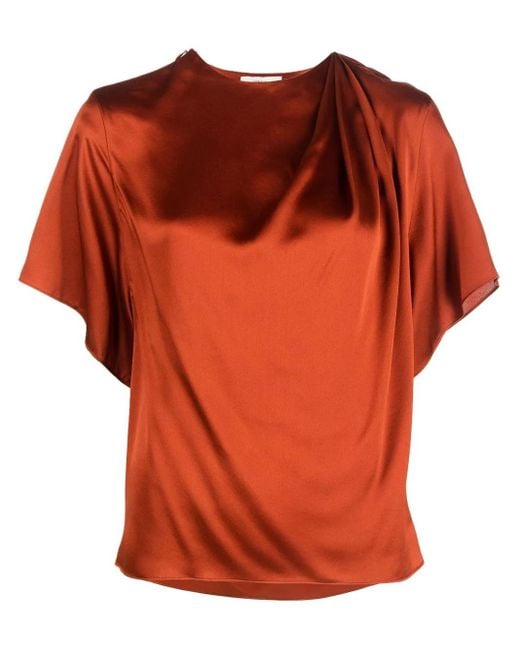 Haut En Soie À Design Drapé Vince en coloris Brown