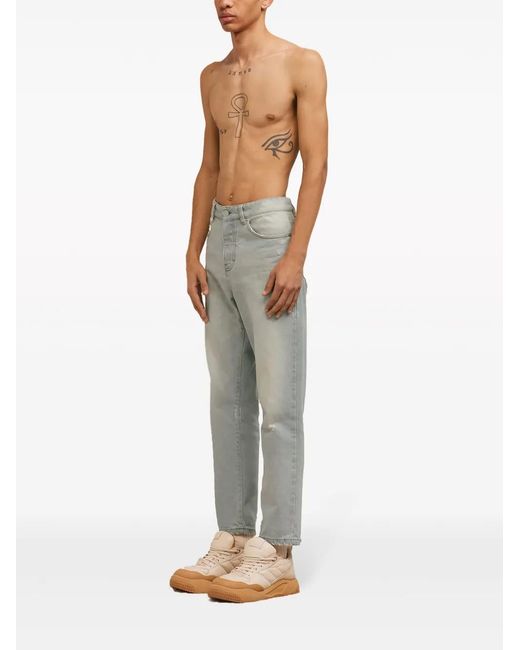 AMI Gray Logo-Patch Organic Cotton Jeans for men