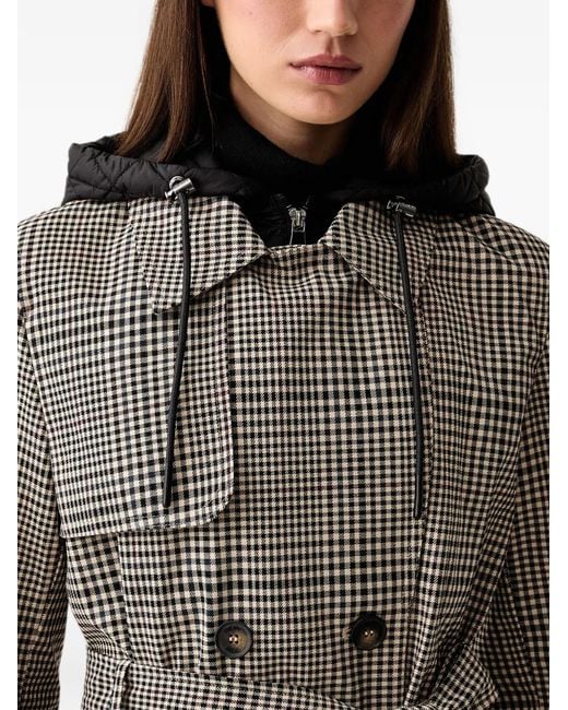 DKNY Natural Gingham-Pattern Hooded Trench Coat