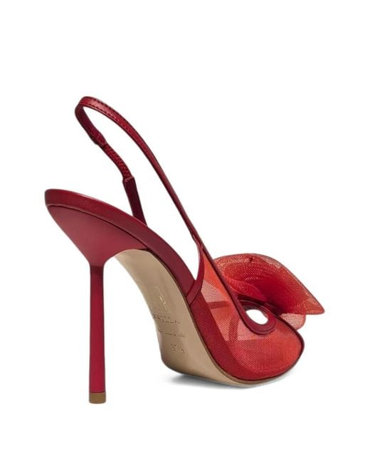 Le Silla Red Flower-Detail Heeled Sandals
