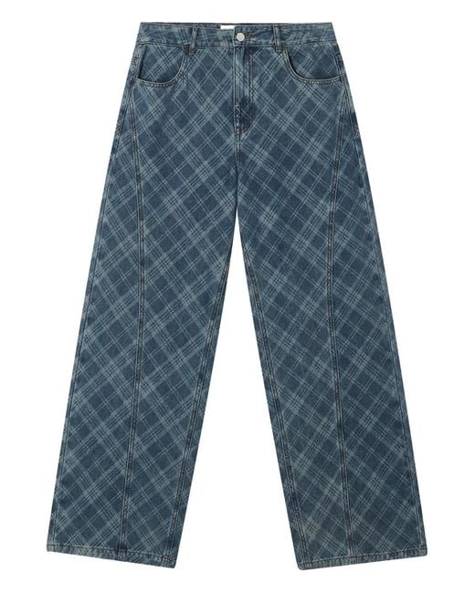 B+ AB Blue Plaid Denim Jeans