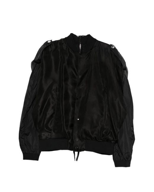 Les Hommes Black Back-Zip Bomber Jacket for men