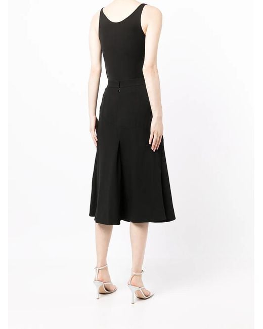 Shiatzy Chen Black Silk A-Line Skirt