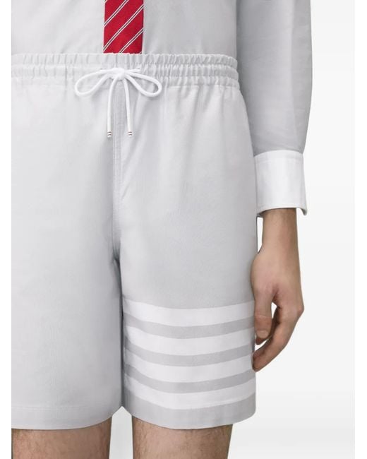 Thom Browne White Short De Rugby Oxford À 4 Bandes Signature for men