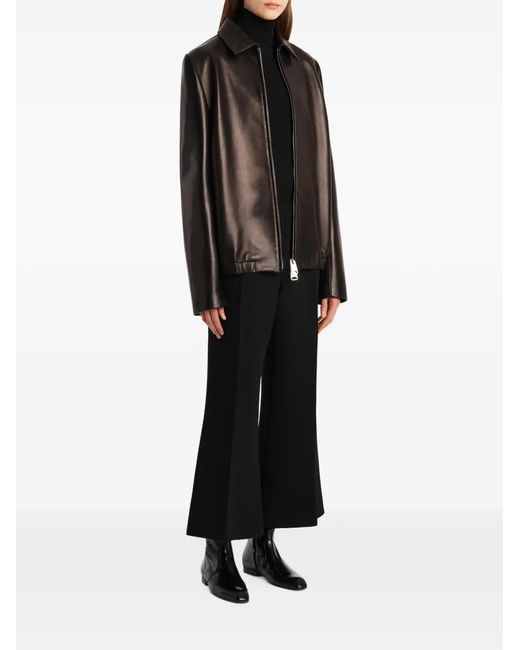 Khaite Black Jackson Zip-Up Leather Jacket
