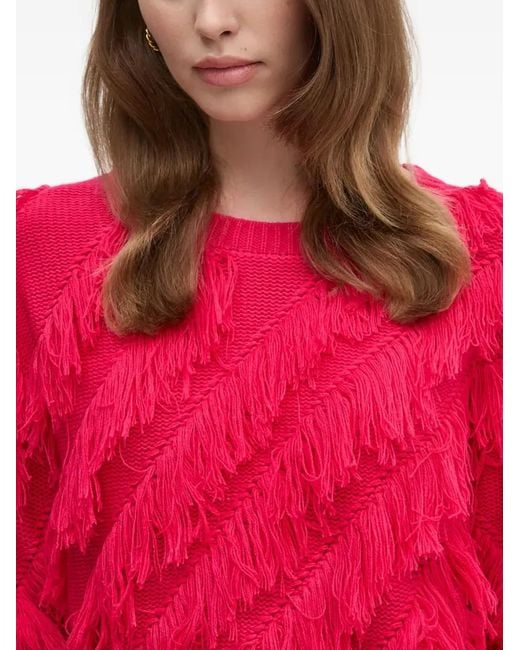 Ouí Red Fringed Sweater