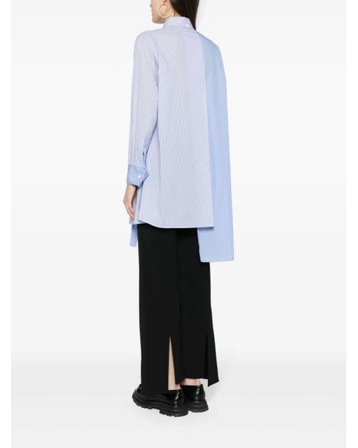 Yohji Yamamoto Blue Asymmetric-Hem Cotton Shirt