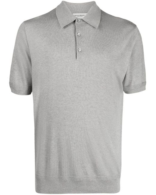 MAN ON THE BOON. Gray Short-sleeve Knitted Polo Shirt for men