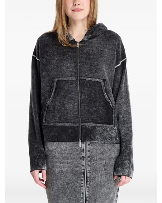 DIESEL Black Reverse-Print Hooded Cardigan