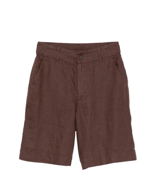 Yerse Purple Button Linen Shorts