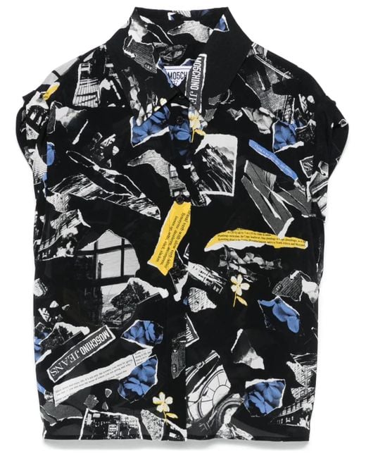 Moschino パッチワークプリント シャツ Blue