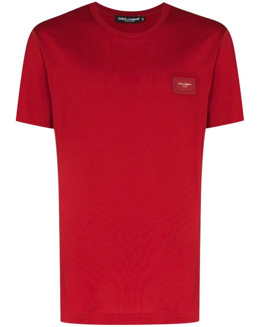 Dolce & Gabbana Red Logo Patch Short-sleeve T-shirt for men