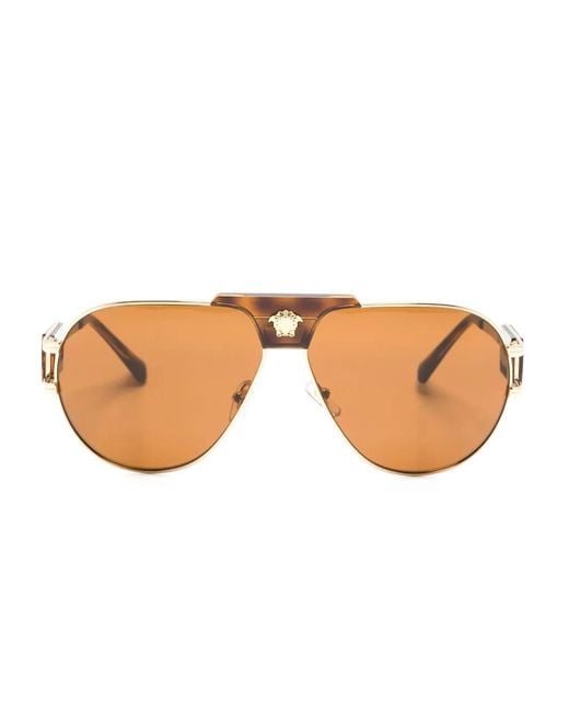 Versace Pink Medusa-Plaque Pilot Sunglasses